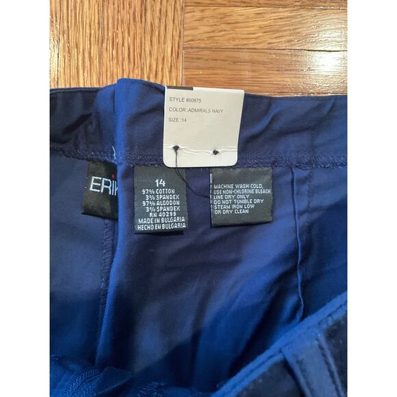 Erika Capri Pants High Rise Cotton Blend Stretch Admiral Navy Womens Size 14 NWT - Picture 5 of 5